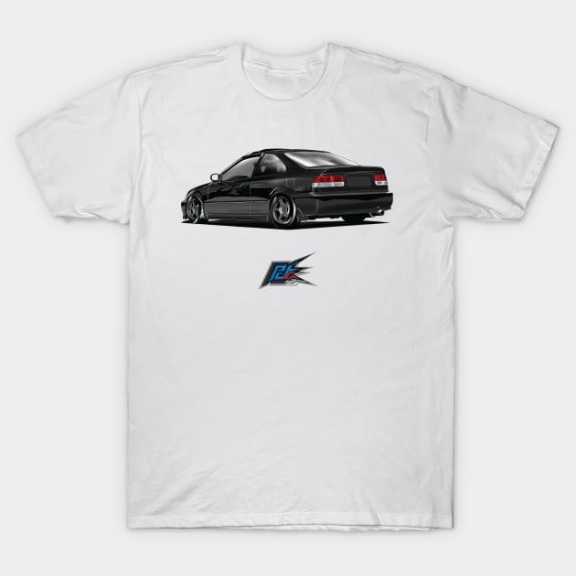 honda civic sedan black T-Shirt by naquash